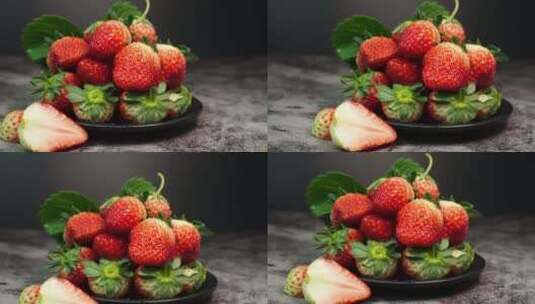 新鲜草莓暗黑系摇镜头高清在线视频素材下载