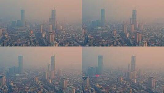 城市摩天大楼建造 城市雾霾天气高清在线视频素材下载