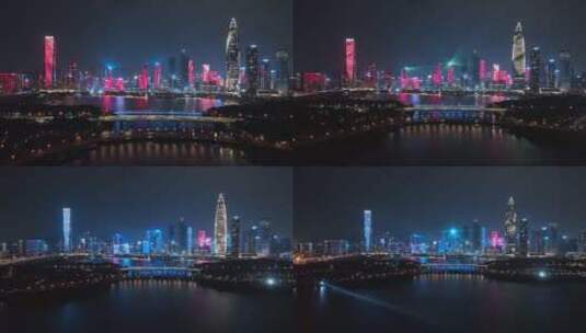 深圳湾公园节日灯光秀高清在线视频素材下载