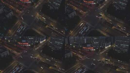 城市晚高峰十字路车流航拍杭州环城北路高清在线视频素材下载