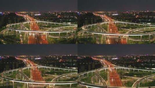 宁波城市交通北环路立交桥航拍4K高清在线视频素材下载