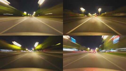 汽车穿梭在晚上城市街道高清在线视频素材下载