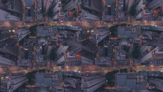 夜景城市低空俯拍车流高清在线视频素材下载