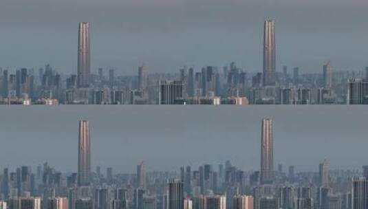 武汉-绿地中心 夕阳正面高清在线视频素材下载