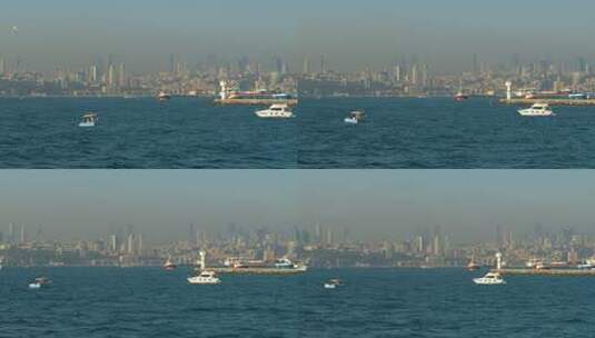 博斯普鲁斯海峡（伊斯坦布尔）轮渡前往卡迪科伊港口高清在线视频素材下载
