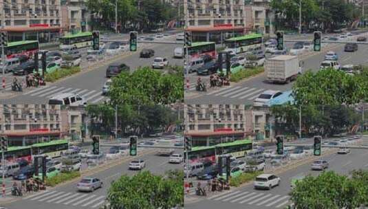城市道路交通早高峰车流高清在线视频素材下载
