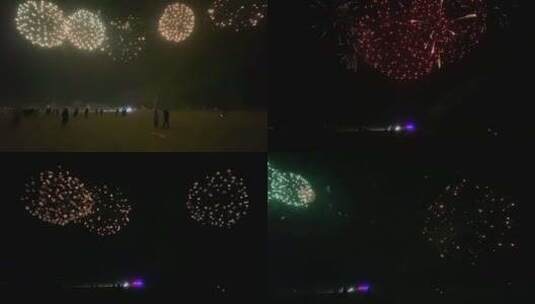 潍坊国际风筝节，夜晚烟花秀高清在线视频素材下载