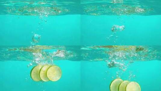 柠檬掉水里慢镜头 柠檬拍摄 柠檬高清在线视频素材下载