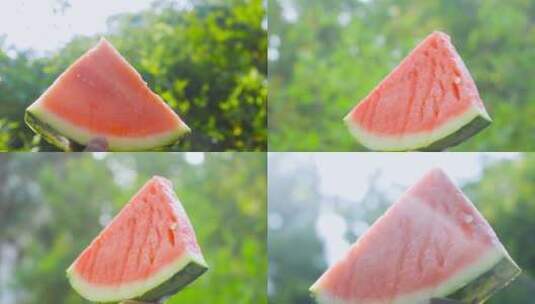 夏日清凉美食水果西瓜4K实拍高清在线视频素材下载