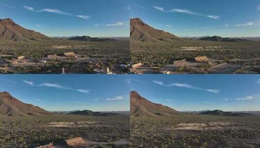 亚利桑那州塞多纳村与沙漠山脉的鸟瞰图。高清在线视频素材下载