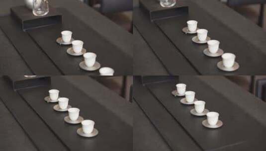 传统新中式茶桌茶杯高清在线视频素材下载