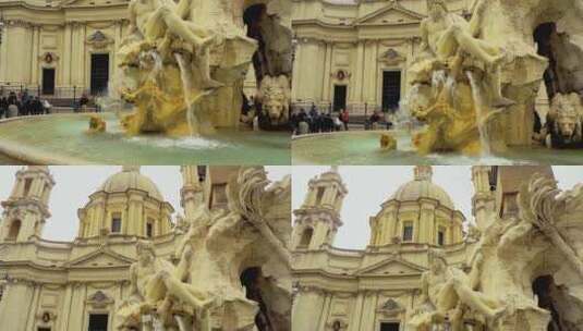 欧洲街头喷泉高清在线视频素材下载