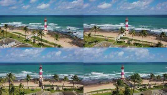 蓝色海岸上的灯塔高清在线视频素材下载