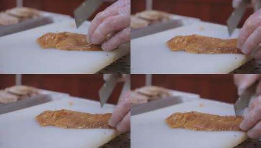 饭店厨师切北京烤鸭高清在线视频素材下载