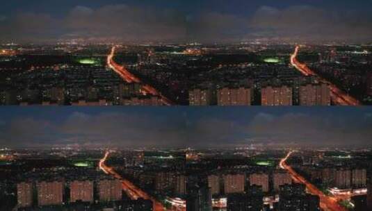 航拍上海城市夜景居民楼亮化高清在线视频素材下载