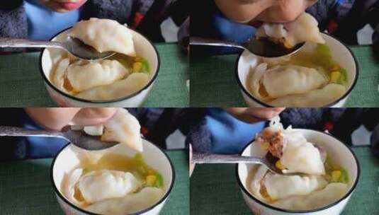 冬至包饺子煮饺子吃饺子高清在线视频素材下载