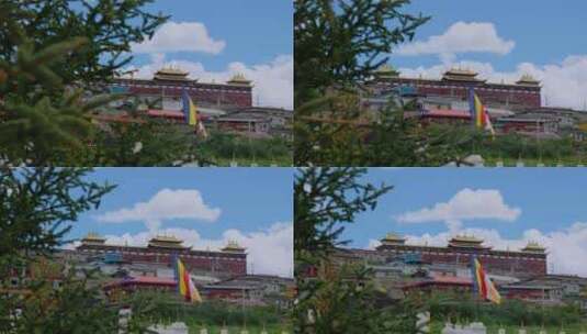 川西藏族佛教寺庙村庄建筑高清在线视频素材下载
