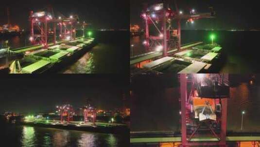 港口码头煤炭卸煤夜景高清在线视频素材下载