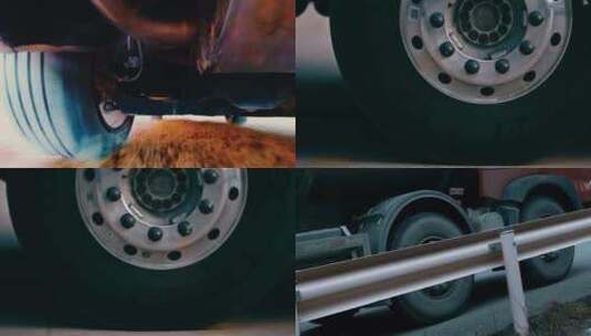 4K卡车牵引车轮胎奔跑（片场）高清在线视频素材下载