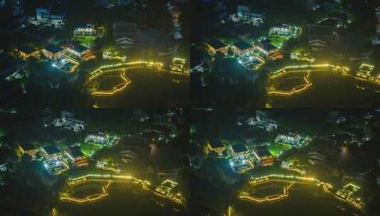 南宁青秀区古岳文化艺术村夜景航拍延时高清在线视频素材下载
