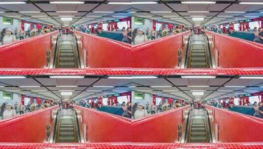 香港地铁人来人往_地铁人流日景固定延时高清在线视频素材下载