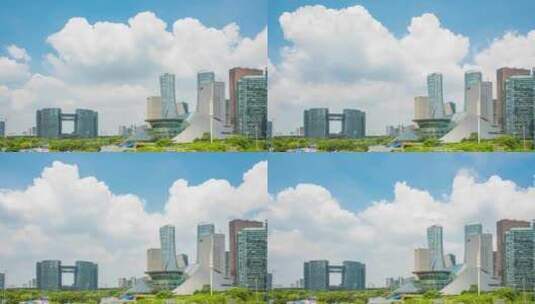 杭州钱江新城市民中心建筑风光高清在线视频素材下载