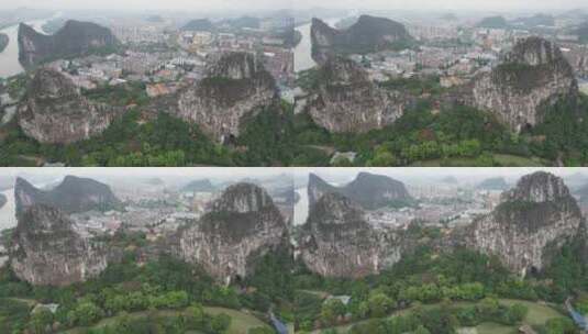 广西桂林南溪山4A景区航拍高清在线视频素材下载