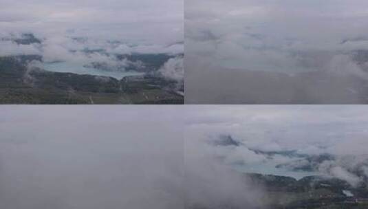 航拍云雾缭绕的新疆喀纳斯湖高清在线视频素材下载