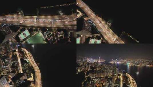 香港夜景航拍高清在线视频素材下载