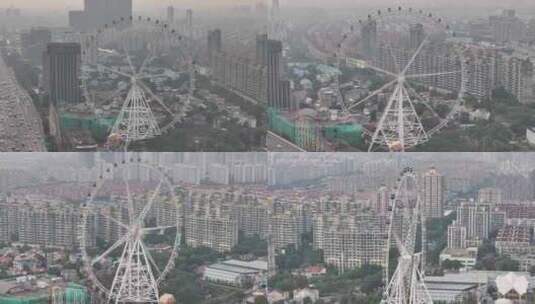 上海锦江乐园摩天轮航拍高清在线视频素材下载