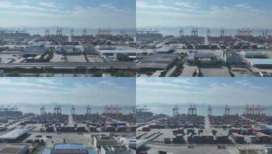 厦门自由贸易试验区航拍厦门港口集装箱码头高清在线视频素材下载