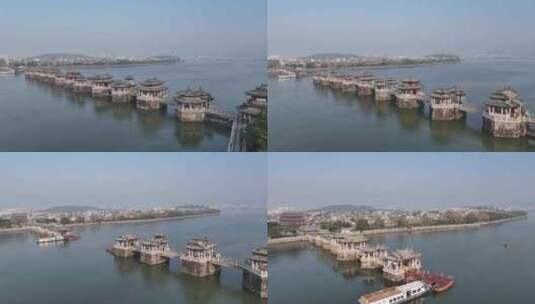 航拍潮州广济桥高清在线视频素材下载