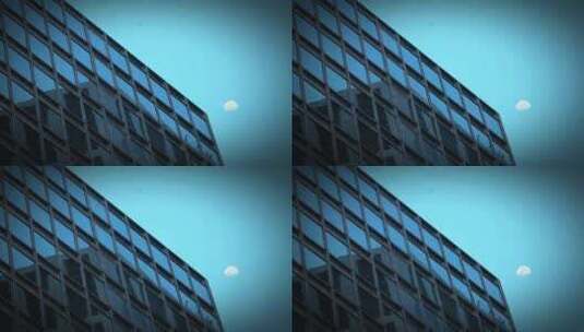 城市上空的月亮高清在线视频素材下载