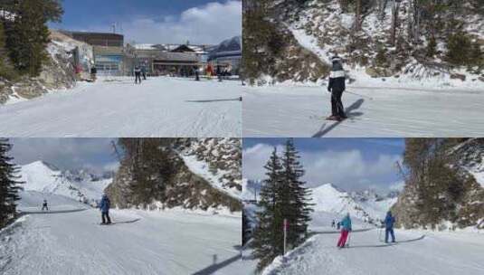 滑雪场滑雪高清在线视频素材下载