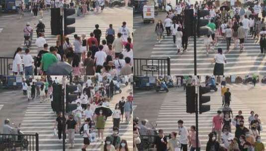 杭州西湖延安路行人过马路高清在线视频素材下载