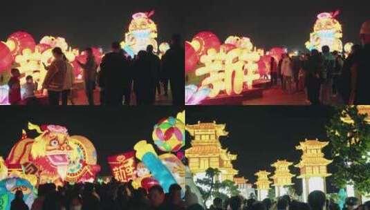 延时新年春节灯展灯会高清在线视频素材下载