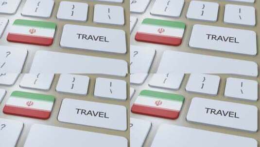 伊朗国旗和文字旅行按钮旅行到国家3D动画高清在线视频素材下载