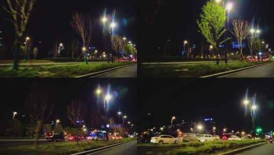 城市马路夜景汽车窗外的风景视频素材高清在线视频素材下载
