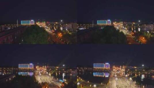 新疆童话边城布尔津城市HDR航拍高清在线视频素材下载