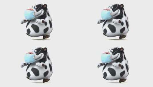 3头奶牛戴着面具跑步高清在线视频素材下载