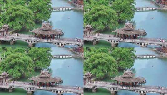 4k湖南湘西凤凰古城烟雨航拍高清在线视频素材下载