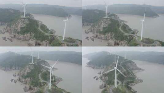 原创航拍LOG台州玉环1号公路风力发电4K-1高清在线视频素材下载