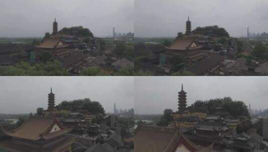 江苏省镇江市金山寺航拍前进拍摄素材高清在线视频素材下载