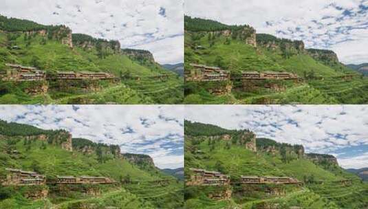 山西芦芽山风景区悬空村航拍素材高清在线视频素材下载