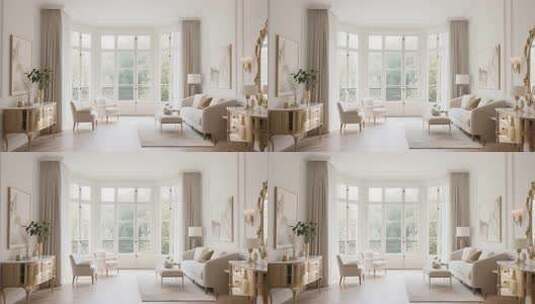 现代简约风格客厅室内场景高清在线视频素材下载