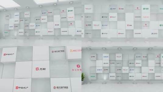 4K展厅logo合作企业背景墙高清AE视频素材下载