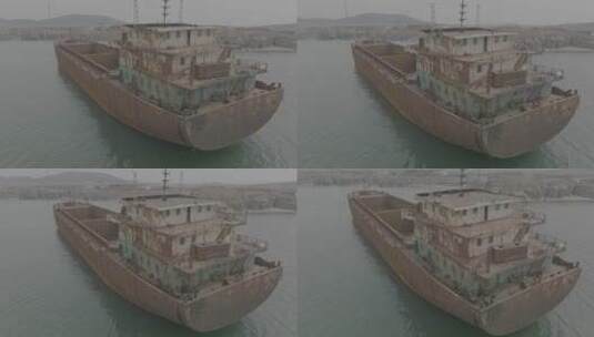 废弃 工业 大海 航拍 港口高清在线视频素材下载