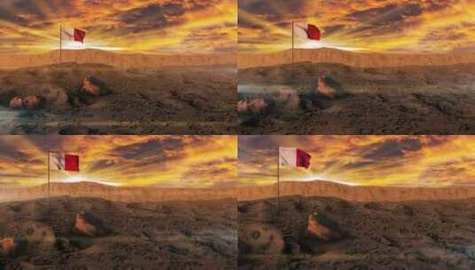 3D动画场景中的国旗高清在线视频素材下载