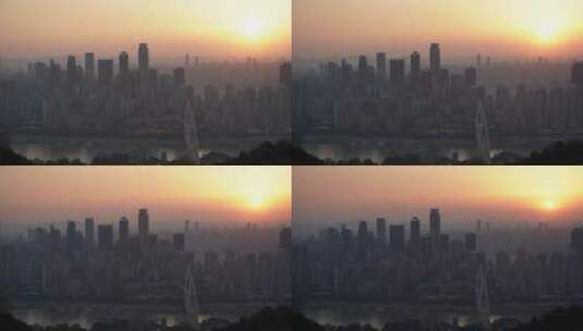 4K重庆去南山山顶城市全景日落风光延时摄影高清在线视频素材下载