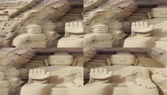 天梯山石窟泥塑佛像高清在线视频素材下载